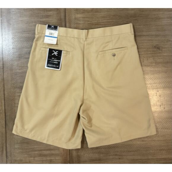 NWT Perry Ellis Portfolio 9” Shorts Mens Size 36 Pleated Front Beige Khaki NEW - Picture 11 of 12